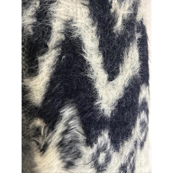 SLEEPING ON SNOW Anthropologie S Cardigan  Black Ivory Alpaca Blend Cabincore - Picture 7 of 11